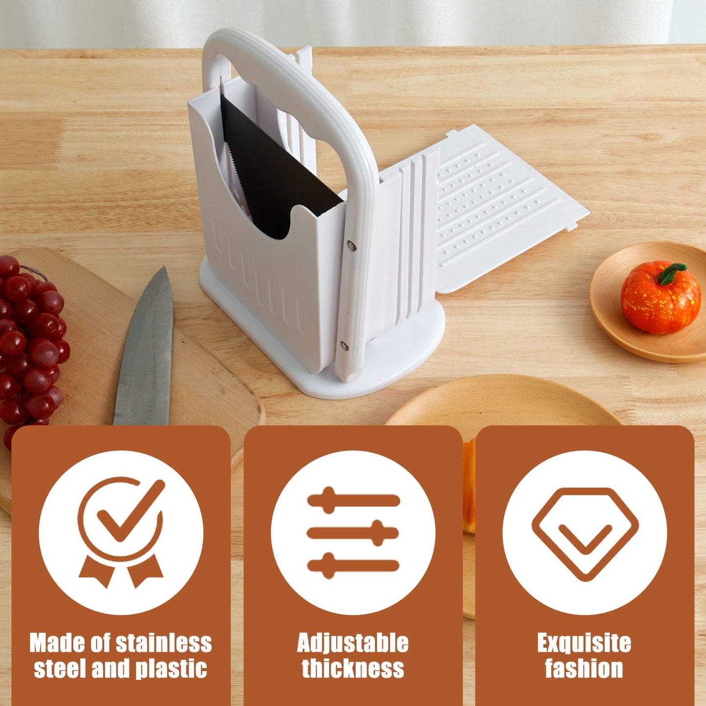 Bagel Slicer Stainless Steel Bagel Cutter Slicer Multifunctional Bagel Cutter with Sturdy Base Safety Home Bread Slicer for Kitchen Bagels Toast Bread