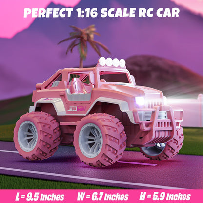 YCUFN Remote Control Cars for Girls, 2.4Ghz All Terrain RC Truck Pink Toys for Girls Boys Kids Age 3+