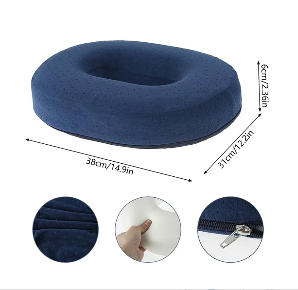 Donut Pillow, Coccyx Seat Cushion for Tailbone Pain Relief, Back, Hip Pain, Hemorrhoids, Post Surgery, Postpartum Pregnancy, Office Desk Chair, Wheelchair, Travel Memory Foam Blue