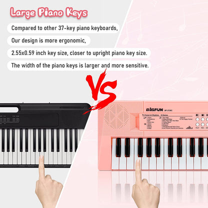 XTeduToys Kids Piano Keyboard, 37 Keys Piano for Kids Music Piano with Microphone Portable Multi-Function Electronic Educational Musical Gift Toys for 3 4 5 6 Year Old Girls Boys Beginners (Pink)