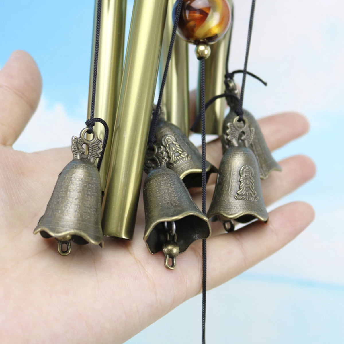 Wekvgz Wind Chimes for Outside Tubes Bells Copper Wind Chime Retro Bronze Hanging Decoration Feng Shui Lucky Wind Bell Memorial Wind Chimes for Garden Patio Window Yard