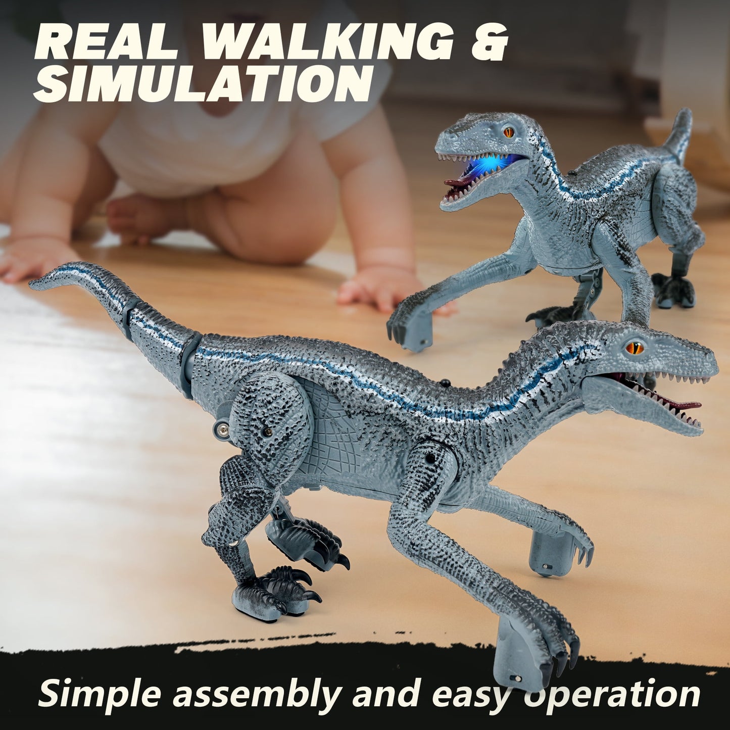 Dinosaur Toys for Boys, YCFUN Remote Control Dinosaur Walking Robot with Lights and Sounds Toy Gifts for Children 3+