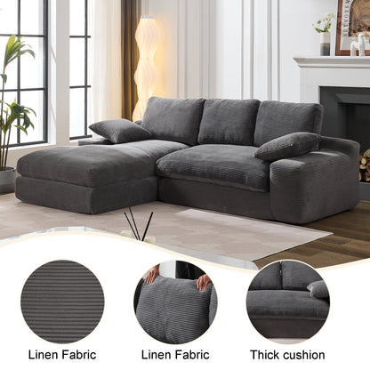 99"x69" Modular Sectional Sofa Set, Modern Minimalist Upholstered Sleeper Couch, 2-Piece Free Combination, L-Shaped Installation-Free Sofa for Living Room or Bedroom, Grey