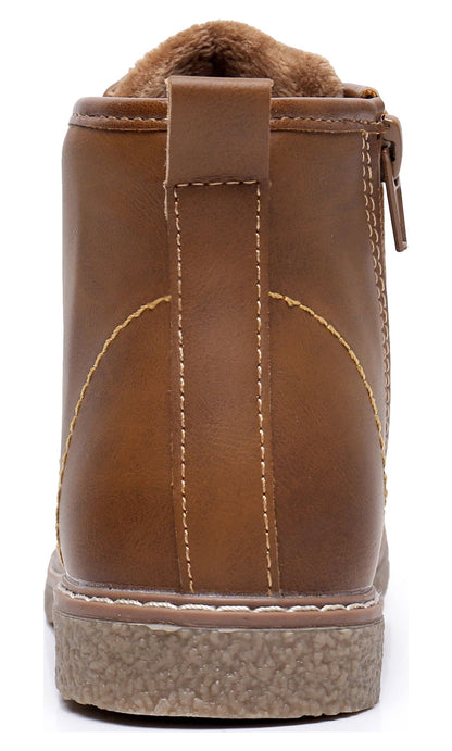 Blikcon Kids Boys Ballard Dress Boots Comfort Bootie Chukka (Color: Brown, Size: 11 Little Kid)