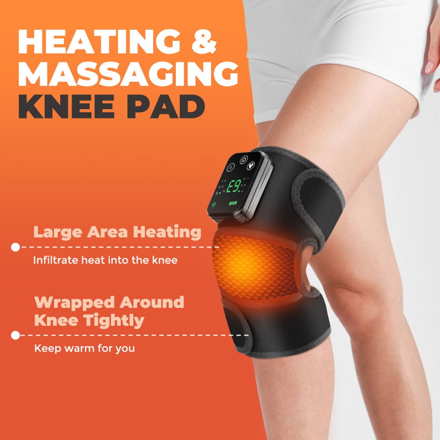 3-in-1 Heating Massager, Adjustable Heat and Vibration Knee Massager for Arthritis Knee Ache Relief, Portable For Office, Study, Home