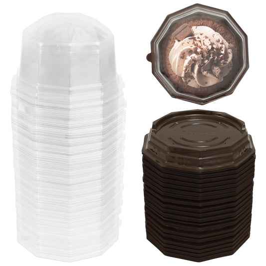 100 Pack Mini Bundt Cake Containers Package, Clear Plastic Miniature Cake Boxes, Disposable Cupcake Case With Lids, Lesser Fluted Tube Cake Wrappers