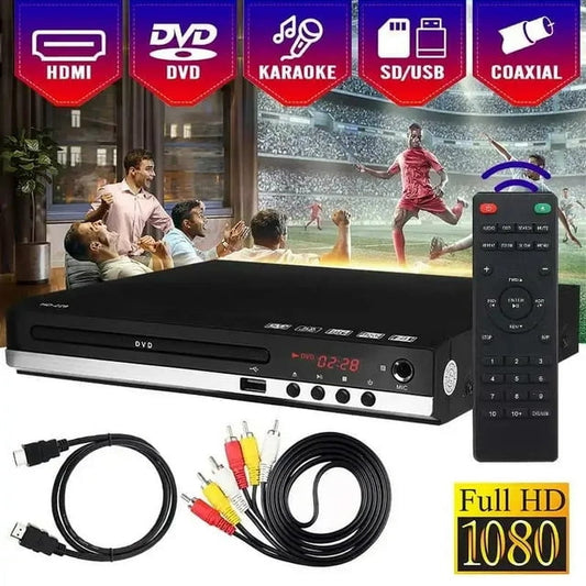 1080P Full HD DVD Player for TV - CD Players for Home, USB HDMI 5.1 Stereo Surround Sound, Built in PAL/NTSC System, DVD Player With HDMI/AV Cable, Remote Control