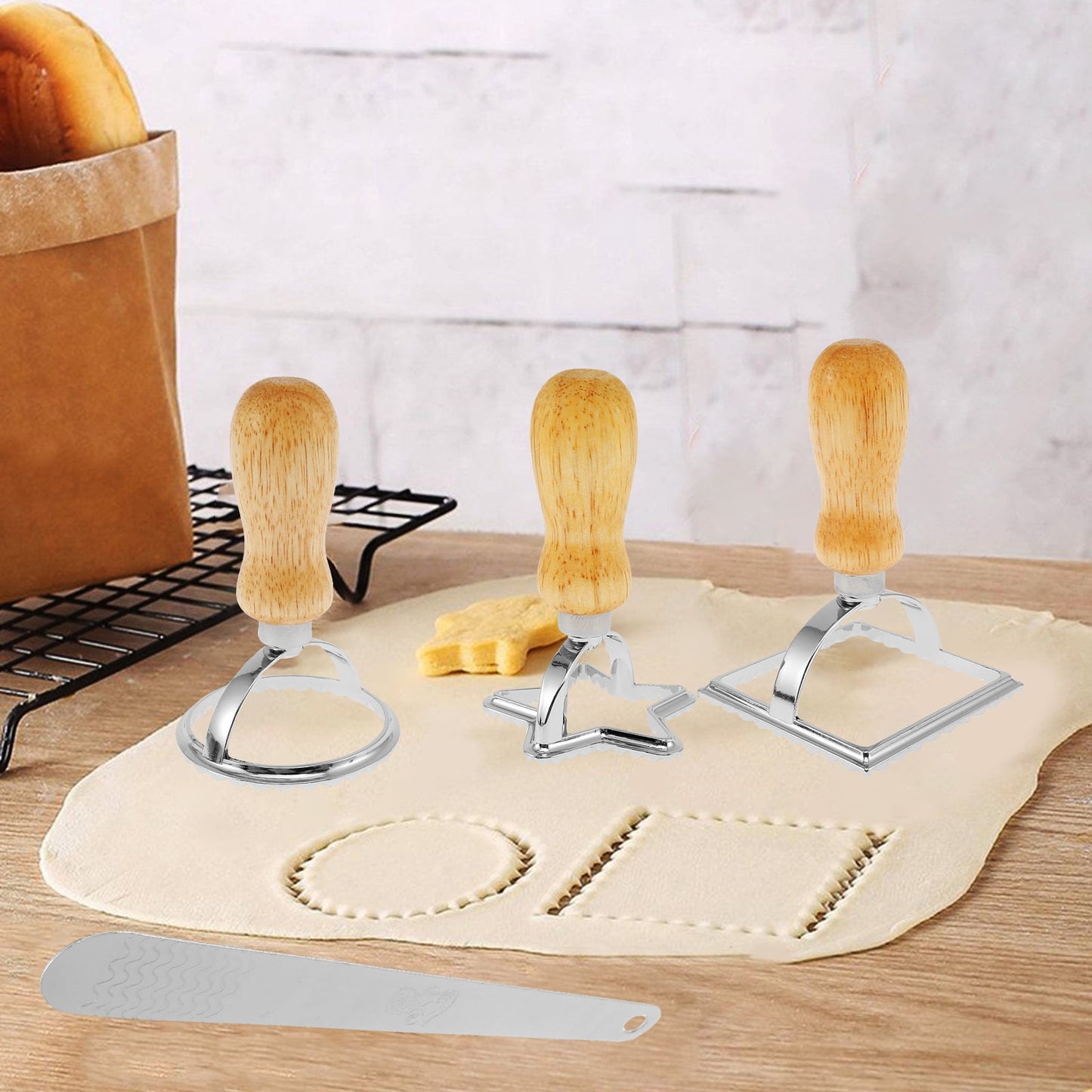 13Pcs Dumpling Maker Kit Pasta Making Tool Set Ravioli Cutter Ravioli Maker with Roller Wheel and Handle Dumpling Press with Dough Cutter Stuffing Spoon Empanada Maker Press Set