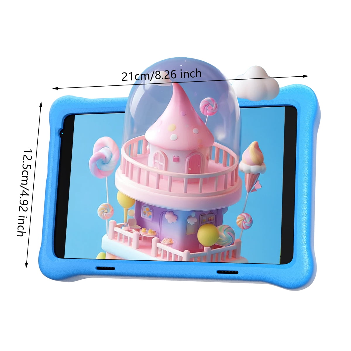 Bestski 8'' Kids Tablet Android 12, 32GB ROM+2GB RAM, Quad-Core Processor, 1280x800 IPS HD Eye-Care Touchscreen, Kids PC with Silicone Case,Blue