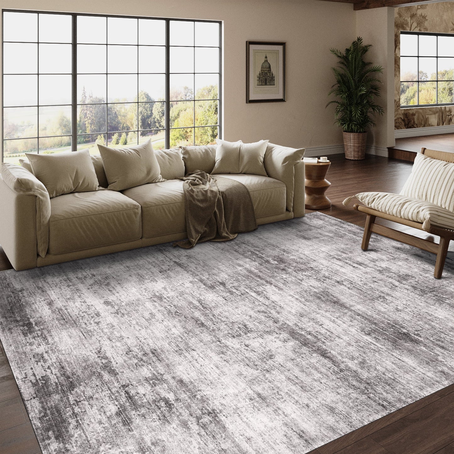 BERTHMEER 5'x7' Area Rugs for Living Room Bedroom Dining Room Farmhouse Gray Modern Abstract Contemporary Rugs Machine Washable non-slip