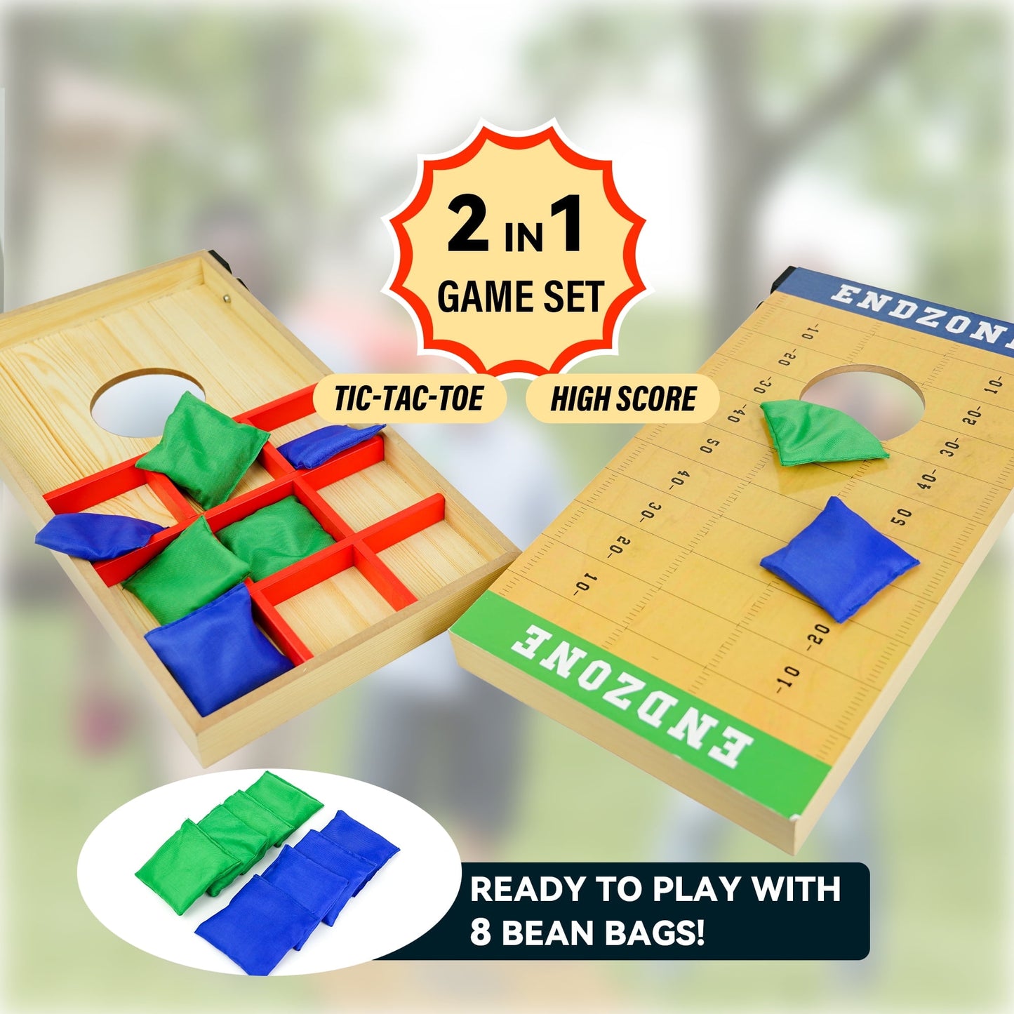 Cornhole Game Set, Toy Choi's Wooden Cornhole Board w/Bean Bag for Toss Game & Tabletop Bowling Game, Yard Toss Game for Kids & Family