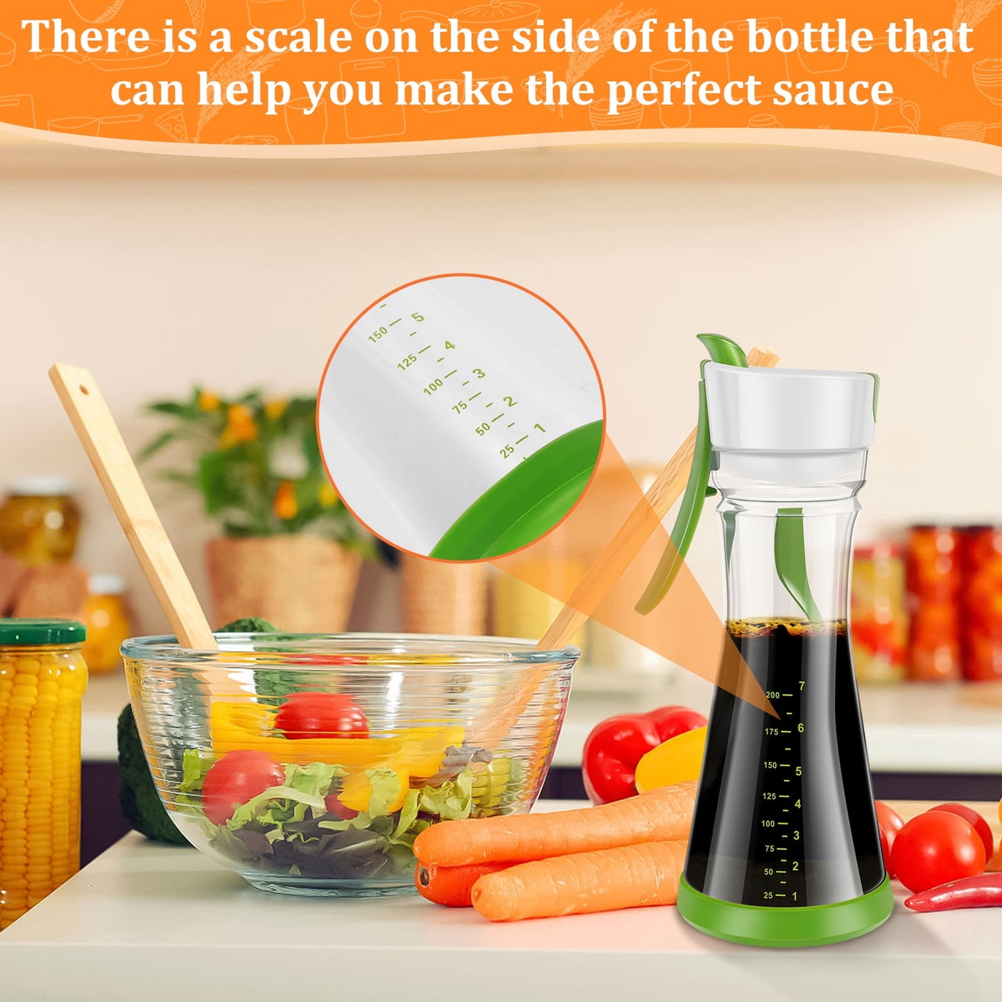 2Pcs Salad Dressing Shaker with Handle Leakproof Salad Dressing Mixer with Scale Dishwasher Safe Salad Dressing Bottle Shaker Easy Pouring Salad Dressing Shaker Container for Restaurant Home