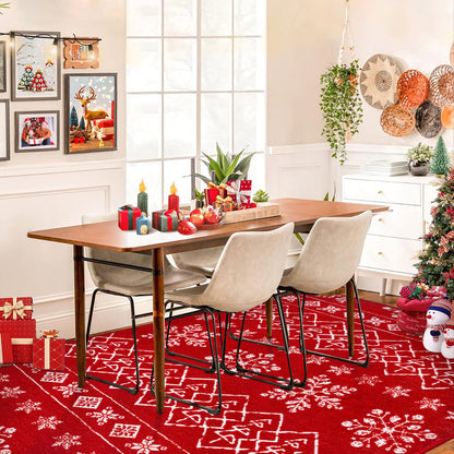 5'x7' Christmas Area Rugs for Living Room Kitchen Bathroom Bedroom Dining Room Entryway Laundry Room Washable Rugs Non-slip Boho Red Throw Rugs