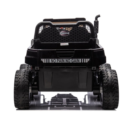 24V 4WD Electric UTV Kids Ride on Car, 2 Seater 7AH Battery Powered Ride on Toys with 6 Wheels, Tipping Openable Rear Cargo Bed, 4*500W Motor, Bluetooth, Music, Battery Level Display, Black