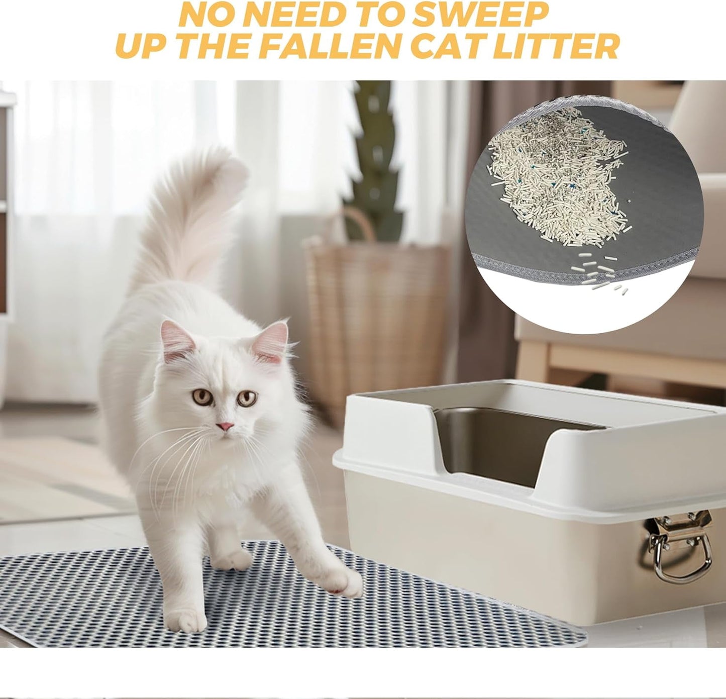 YCFUN Cat Litter Box with High Sided Open Top, Large Stainless Steel Litter Box with Cat Litter Shovel