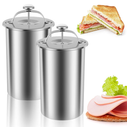 2 Pcs Ham Maker Stainless Steel Meat Press - Ham Press with Thermometer Meat Press Tool for Making Deli Meat Homemade Lunch Meat Maker Bacon Meat Pressure Cookers