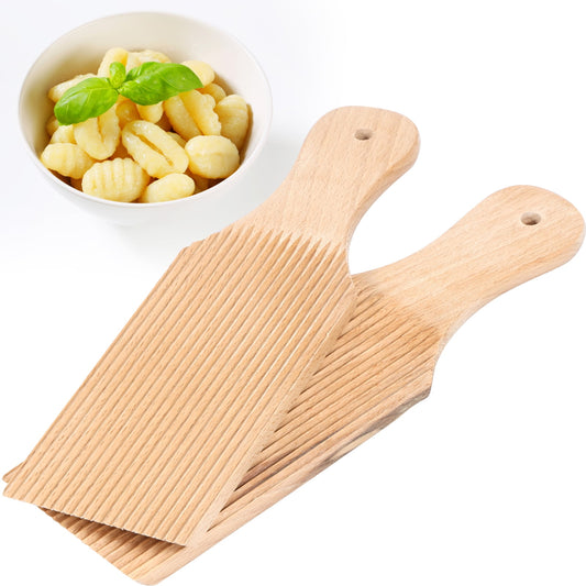 2 Pcs Wooden Gnocchi Board Butter Paddles 9.1 x 2.8 Inches Spaghetti Macaroni Pasta Board Practical Gnocchi Maker Homemade Pasta Making Tools for Home Kitchen Festival Restaurant