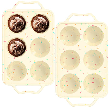 2Pcs Jumbo Muffin Pan Nonstick Muffin Pan with Handle and 6 Cups Food Grade Silicone Cupcake Pan Easy to Clean Jumbo Muffin Tin Quick Release Cupcake Tin for Baking Muffins Cupcakes