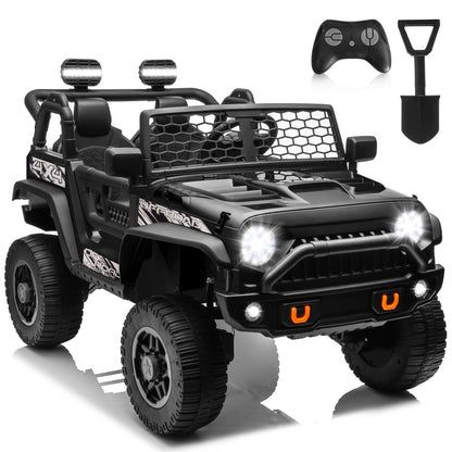 24 Volt Ride on Toys Ride on Truck Car with Remote Control, 2 Seater 400W Kids Powered Ride ons Spring Suspension, 3 Speed, Bluetooth Music, Black