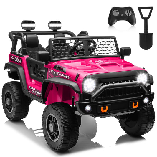 24 Volt Ride on Toys Ride on Truck Car with Remote Control, 2 Seater 400W Kids Powered Ride ons Spring Suspension, 3 Speed, Bluetooth Music, Pink