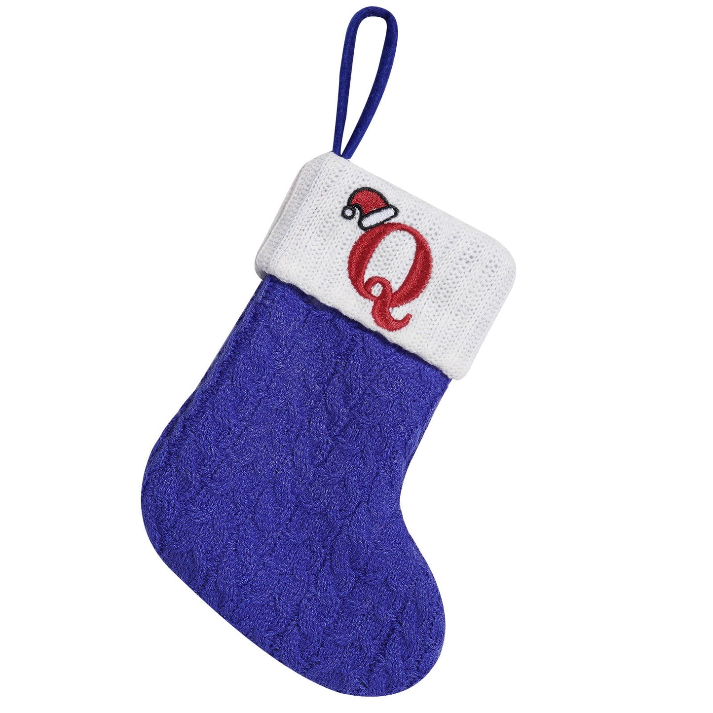 ZZkhGo Knitted Hosiery Wool Hosiery Embroidered Letter Children's Candy Gift Bag Blue Christmas Stocking Gift Bag Christmas Stockings Fireplace Xmas Stockings for Kids,Family Holiday Party Decoration