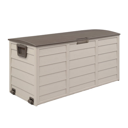 260L Outdoor Garden Plastic Storage, Deck Box Lockable Chest Tools Cushions Toys Seat for Patio, Garden, Poolside