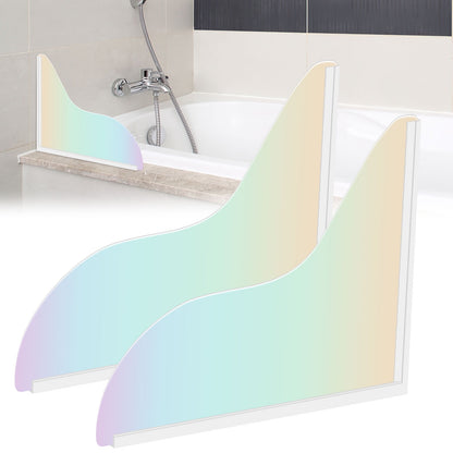 2Pcs Shower Splash Guard Acrylic Bathroom Shower Water Guard with Adhesive Waterproof Bathtub Corner Splash Guard Self-Glue Bathtub Edge Guard Shower Water Guard for Bathroom Restroom Bathtub