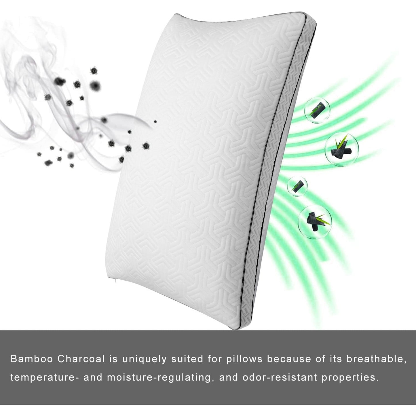 COOKEY Cooling Bed Pillows for Sleeping, Shredded Memory Foam Pillows for Side Back Stomach Sleepers,Queen Size Pillow 2 Pack.