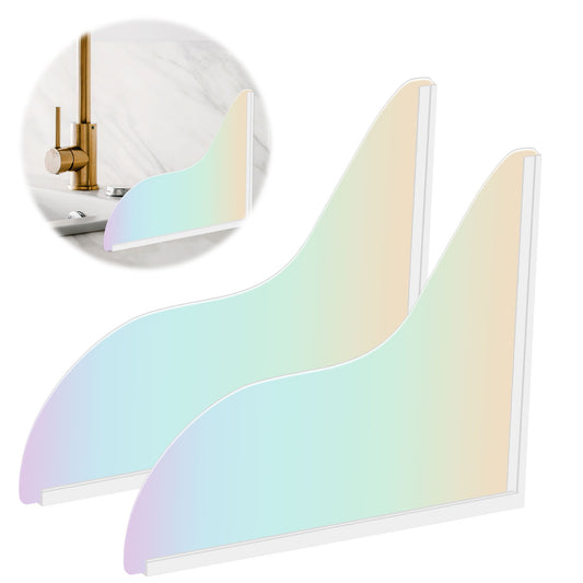 2Pcs Shower Splash Guard Acrylic Bathroom Shower Water Guard with Adhesive Waterproof Bathtub Corner Splash Guard Self-Glue Bathtub Edge Guard Shower Water Guard for Bathroom Restroom Bathtub