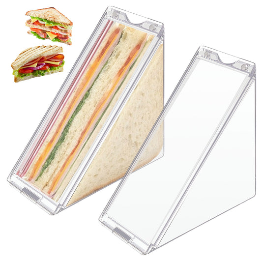 2Pcs Triangle Sandwich Containers Plastic Sandwich Box Clear Sandwich Bento Box 6.1×4.1×2.36 Inch Sandwich Packing Box Dishwasher Safe Sandwich Case for Sandwich Cake Dessert