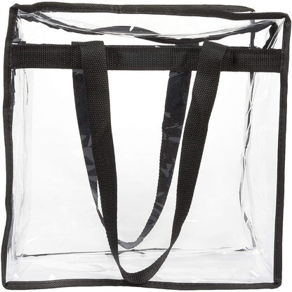 2Pcs Clear Tote Bags Large Capacity Transparent Shoulder Bag with Zipper Flexible Clear Lunch Bag Multipurpose Transparent Totes for Concerts Sporting Events Music Festivals Work School Gym