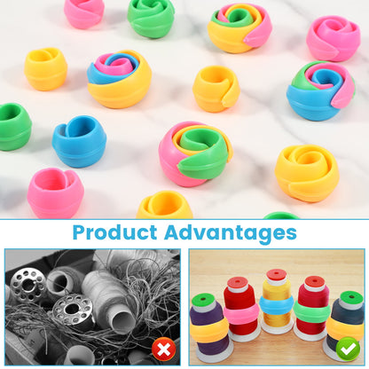 100Pcs Thread Spool Savers Spool Huggers Silicone Thread Holder Organizer Reusable Mixed Color Spool Huggers Prevent Thread Tails from Unwinding No Loose Ends for Sewing Machine