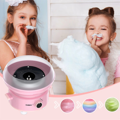 Cotton Candy Machine,Cotton Candy Maker for Kids Adults Homemade Sweet Hard Candy Floss Sugar Maker Machine With Sugar Spoon and 10 Sticks Easy to Clean Birthday Party Children Gift Pink