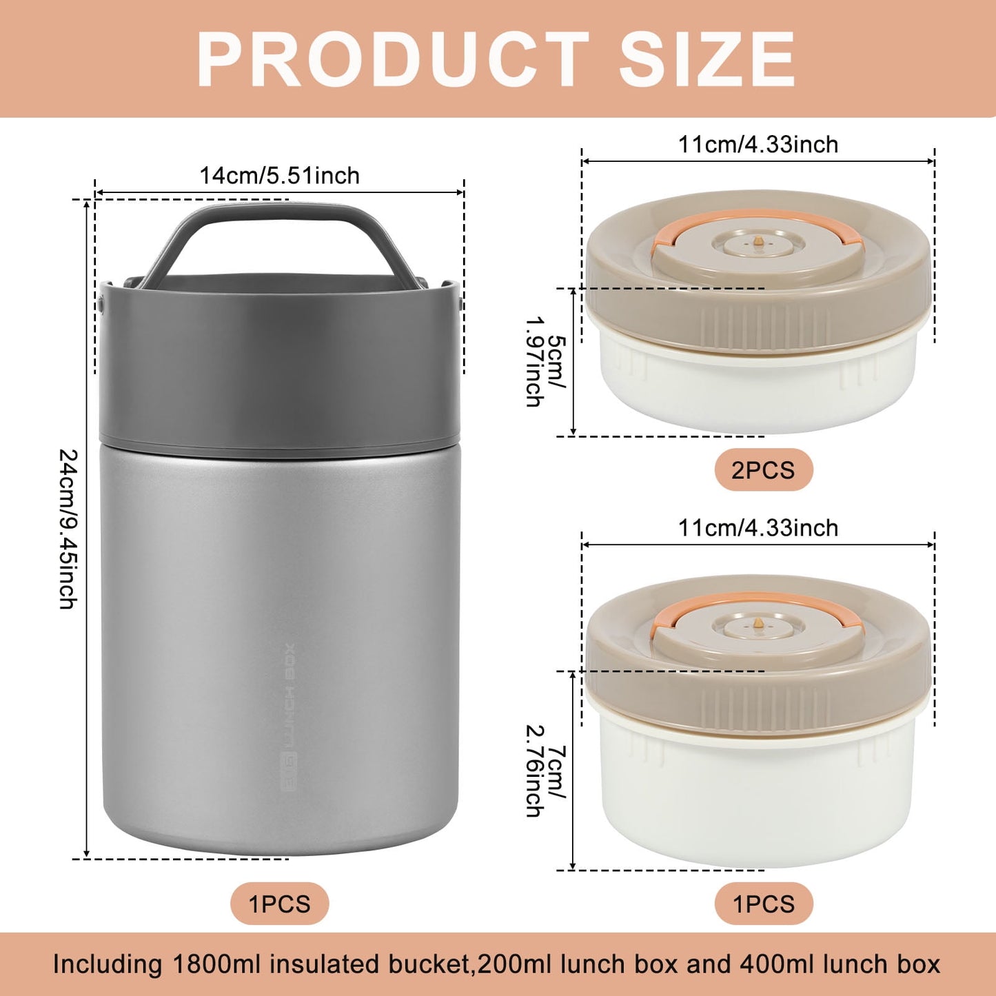 60oz Thermos for Hot Food,3-Layer Sealed Stackable Food Thermos,Soup Thermos,It Is Suitable for Daily Office Meals,School Lunches and Outdoor Meals