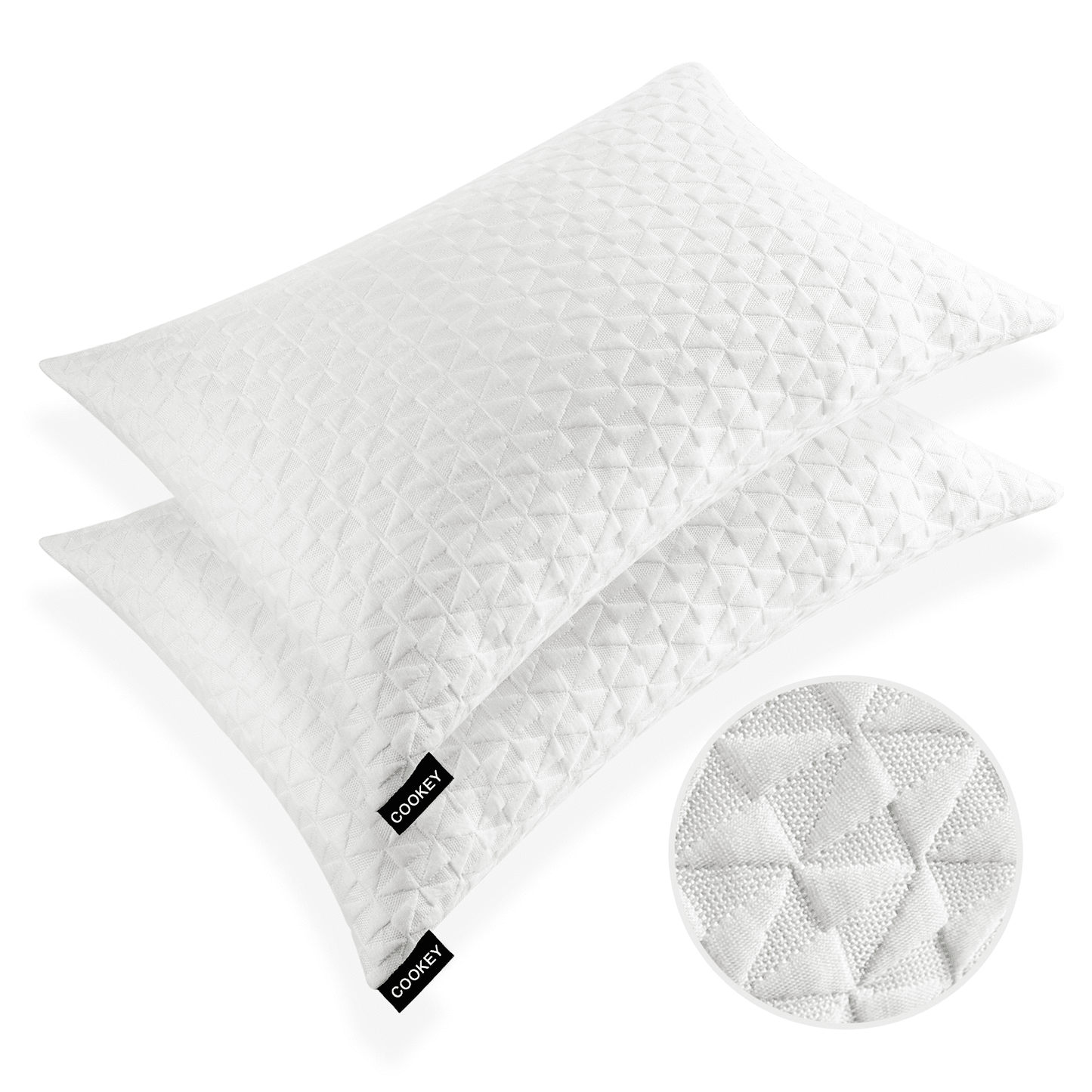 COOKEY Cooling Shredded Memory Foam Pillows,Queen Size Bed Pillow Set of 2 for Side Back Stomach Sleepers.