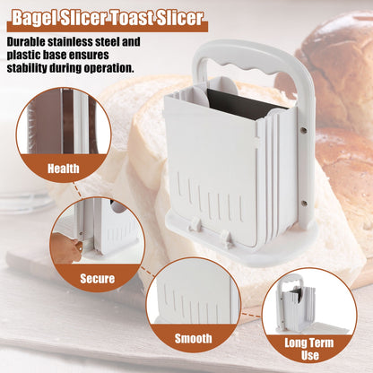 Bagel Slicer Stainless Steel Bagel Cutter Slicer Multifunctional Bagel Cutter with Sturdy Base Safety Home Bread Slicer for Kitchen Bagels Toast Bread