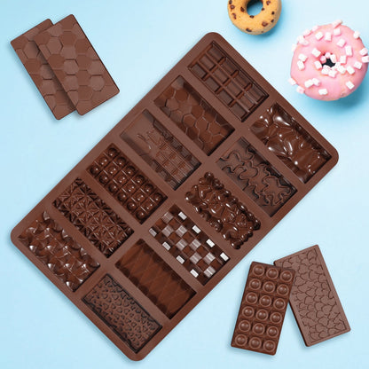 3Pcs Chocolate Bar Molds 12 Cavity Break Apart Chocolate Molds Food Grade Silicone Chocolate Mold Non Stick Candy Bar Molds Temperature Resistant Chocolate Making Molds for DIY