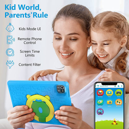 Android 12 Kids Learning Tablet 10inch,IPS Touch Screen 5000mAh Kidoz Pre Installed Parental Control,2GB+32GB Quad Core Processor Bluetooth Wi-Fi with Kid-Proof Case,Blue