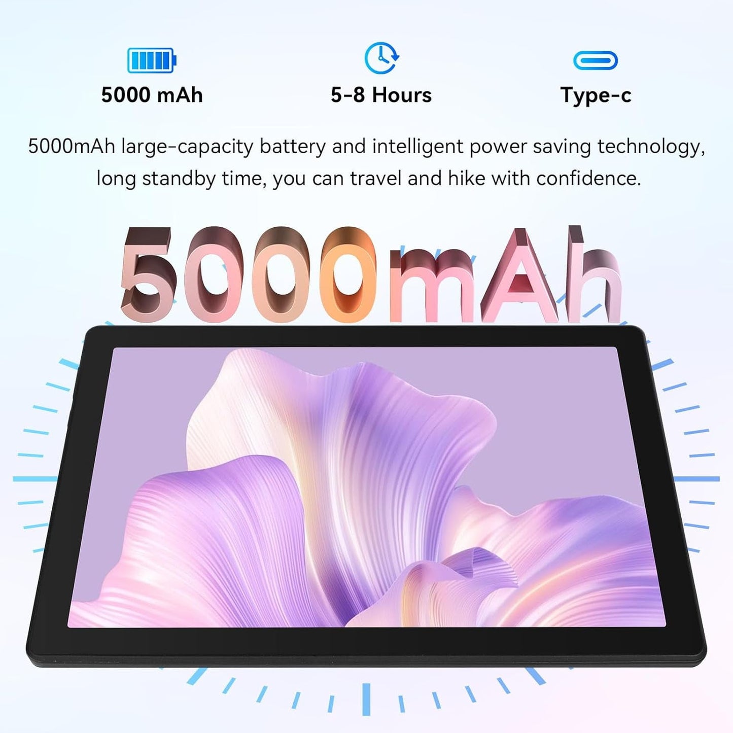 Bestski Android 14 Tablets 10inch,Go Octa Core Tablet with 10GB+128GB/1 TB Expansion, WiFi 6G, 5MP+8MP, 5000mAh, Widevine L1- Gray