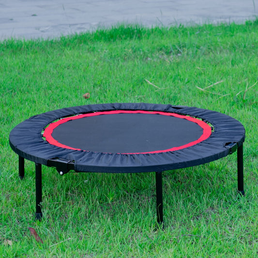 40" Foldable Mini Trampoline Max Load 450lbs, Fitness Trampoline with Bungees, Adjustable Foam Handle, Indoor Exercise Trampoline for Adults, Indoor, Garden, Workout, Black