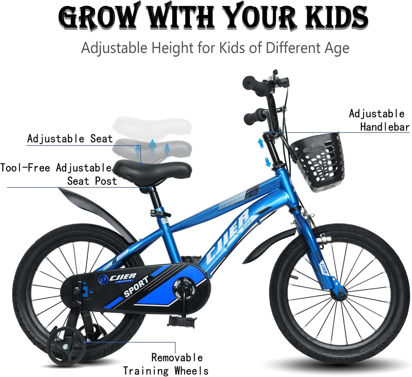 16" Kids Bike for Boys and Girls, Wanan Boys Bicycles with Training Wheels for Kids Ages 4-8, Blue