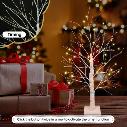 Adifare 2Ft LED Birch Tree Light 144 LED Artificial Tree Lamp with Timer 24in USB/Battery Operated Tabletop Birch Tree Light Decorative for Table Home Bedroom Wedding Party