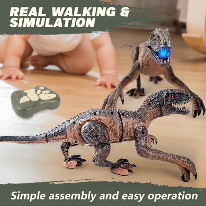 YCFUN Remote Control Dinosaur Toys for Boys Age 3-8, RC Walking Dinosaur Robot Toys with Lights and Sound for Gifts for Kids Boys Girls 3+