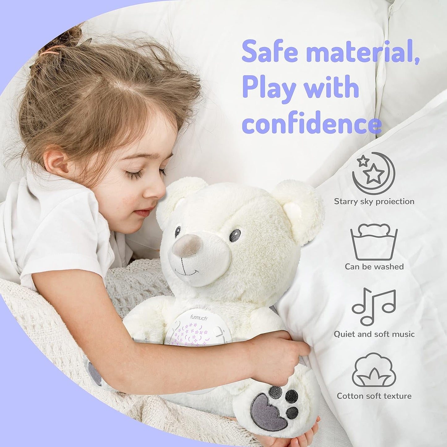 YCFUN Baby Sleep Soother Sounds Machine, Auto-off Timer Night Light Projector for Baby 0 to 24 Month