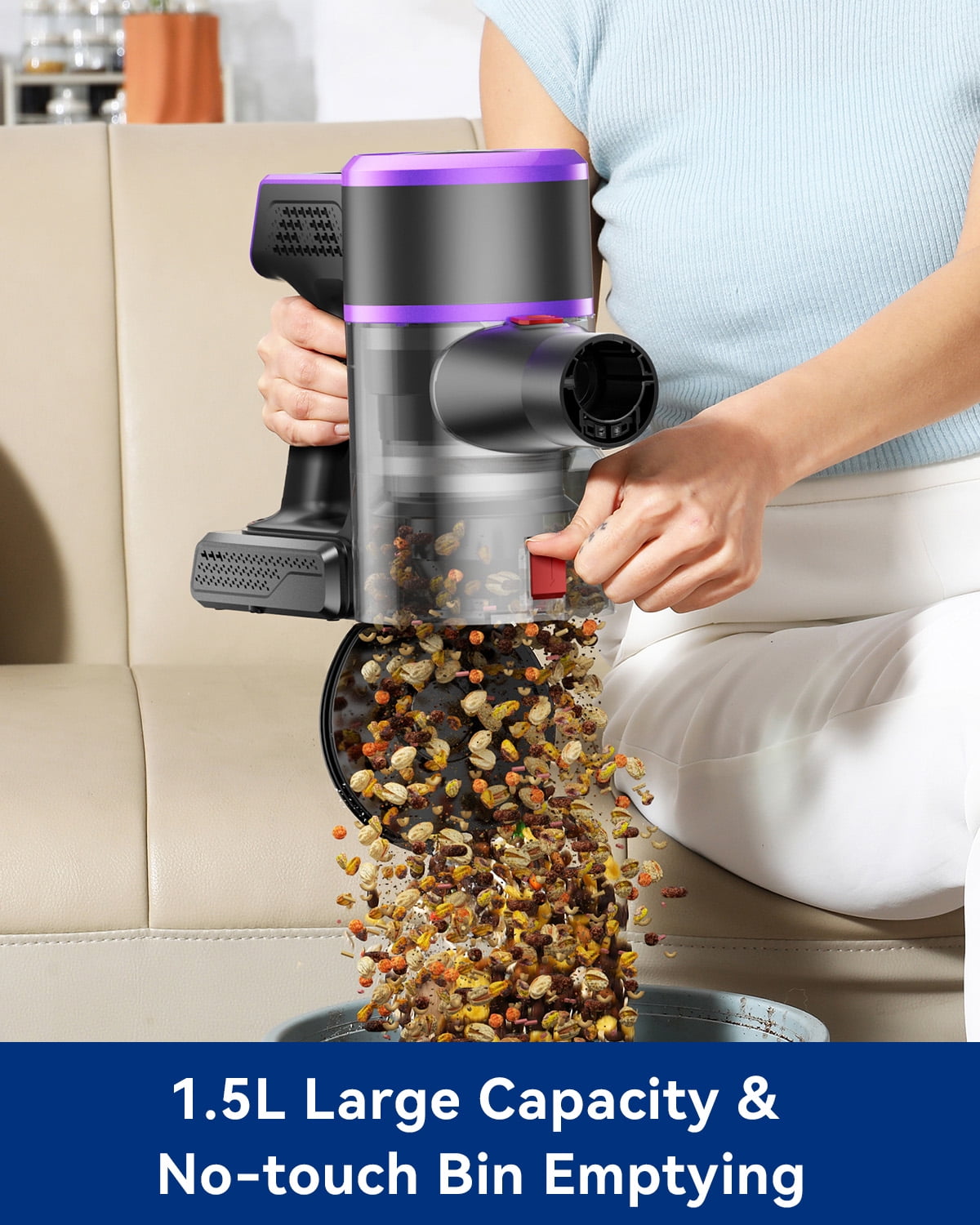 ARFUEE Lightweight Upright Cordless Vacuum Cleaner, 45000Pa/60min, LED Display/1.5L Cup - Gold