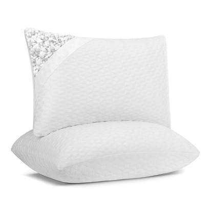 COOKEY Cooling Shredded Memory Foam Pillows,Queen Size Bed Pillow Set of 2 for Side Back Stomach Sleepers.