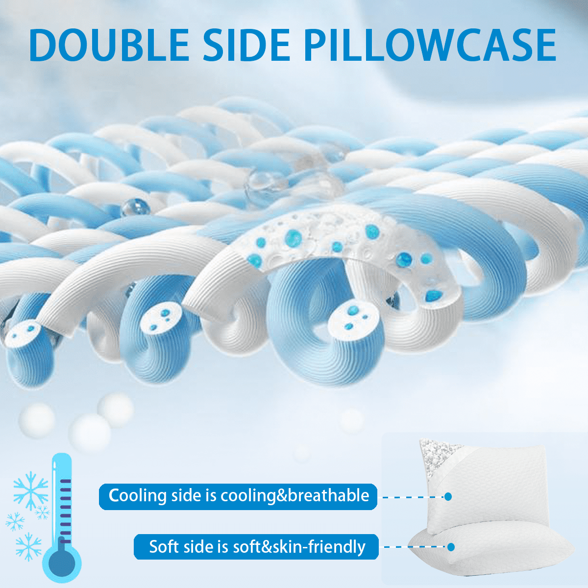 COOKEY Cooling Shredded Memory Foam Pillows,Queen Size Bed Pillow Set of 2 for Side Back Stomach Sleepers.