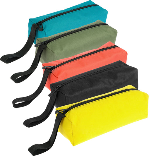 5Pcs Small Tool Bags Heavy Duty 1680D Waterproof Oxford Cloth Tool Pouch Zipper Tool Bag Organiser with Handle Portable Metal Parts Tools Bags for Screws Nails Drill Bit