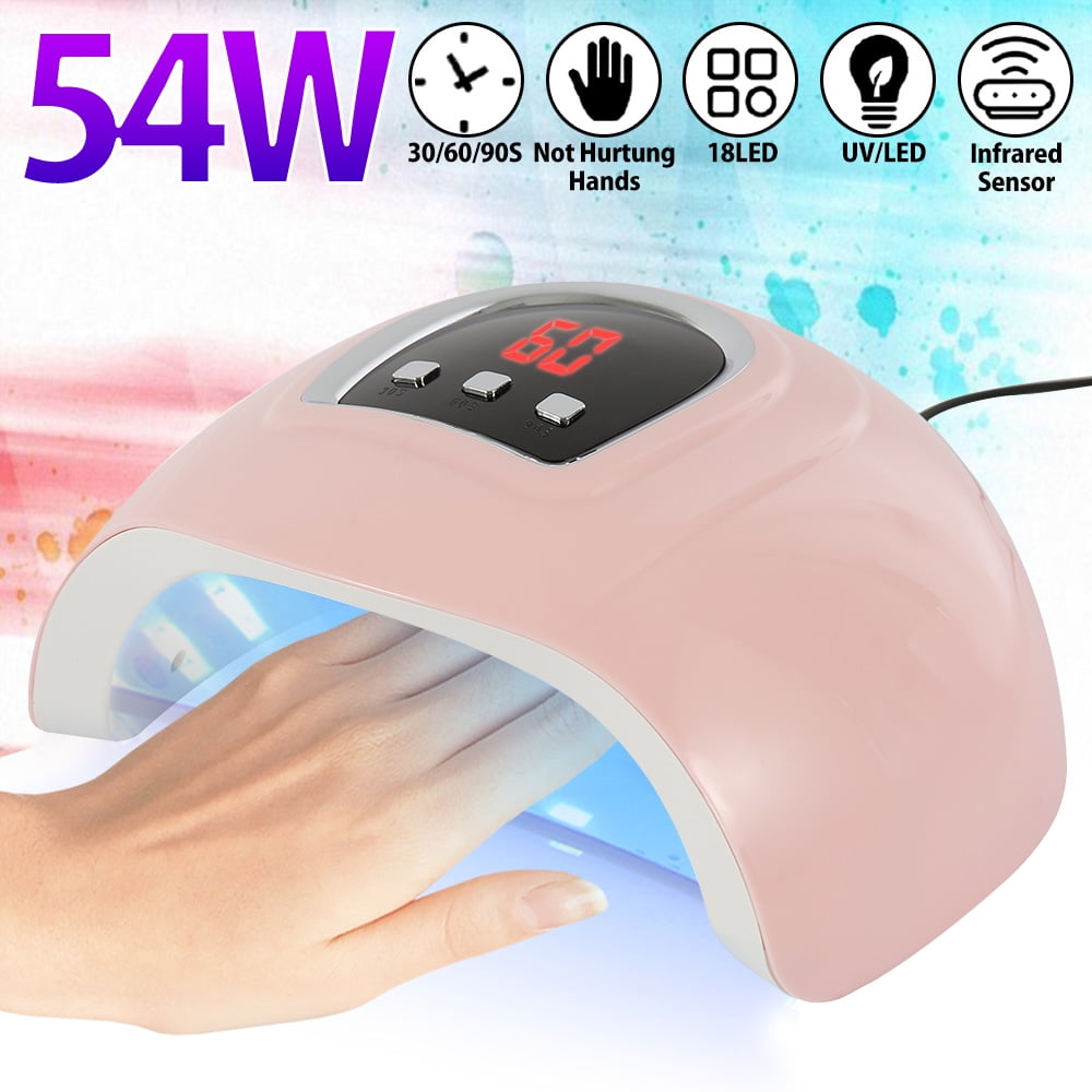 54W Professional UV Gel Nail Lamp 18 LED Light Nail Dryer Polish Curing,LED Nail Lamp Infrared Sensor Electric Nail Dryer with Timing Function Gel Nail Polish Curing Light Nail Art Beauty Tool