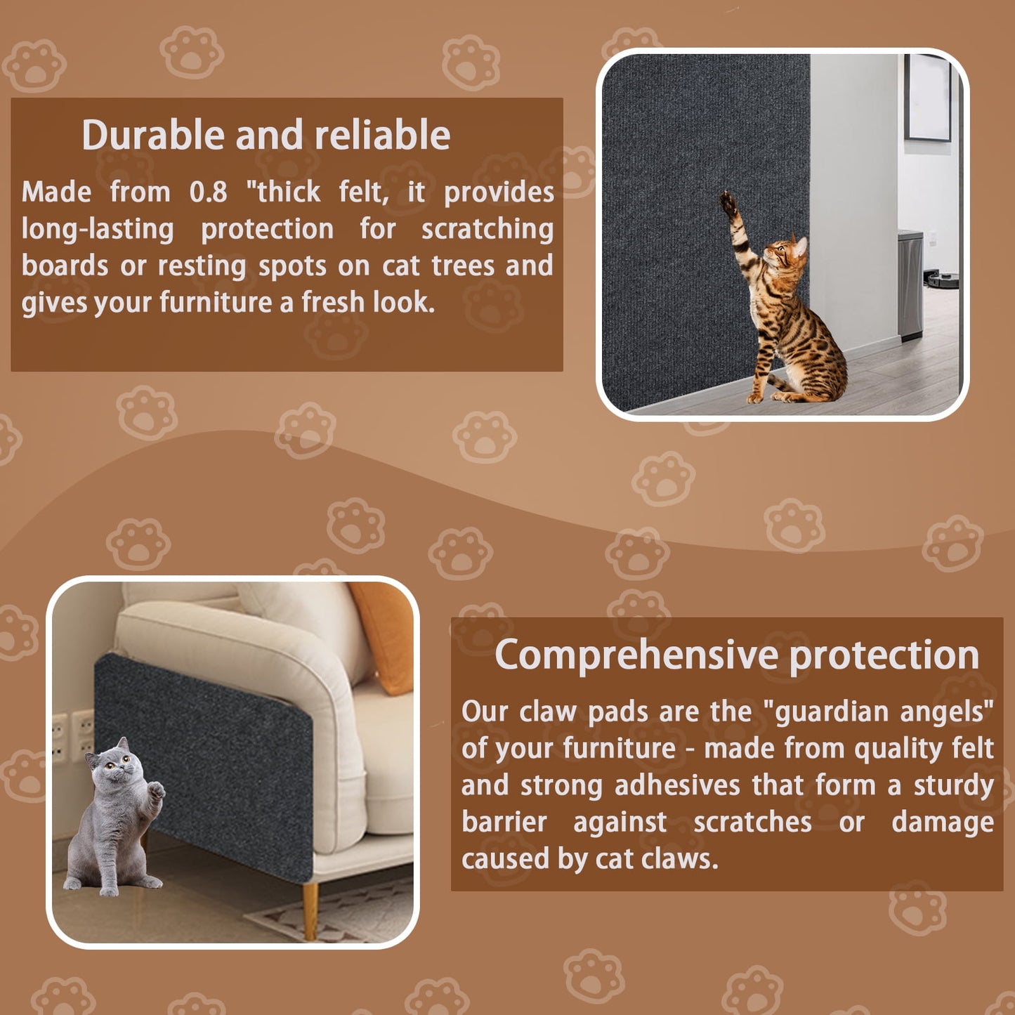 Cat Scratch Furniture Protector Self-Adhesive Cat Scratching Mat Trimmable Cat Scratching Carpet Mat DIY Cat Scratch Couch Protector for Furniture Door Wall